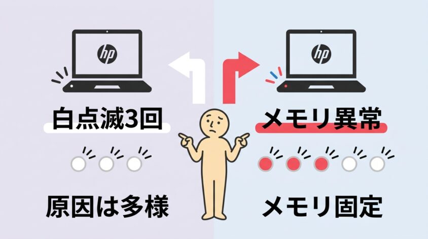 hpの電源ランプが白点滅3回で起動しない5つの原因