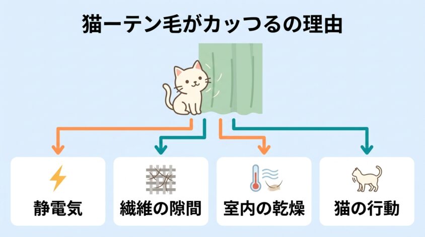 カーテンの猫の毛対策!付着する原因を解説