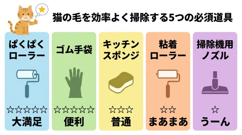 猫の毛を効率よく掃除する5つの必須道具